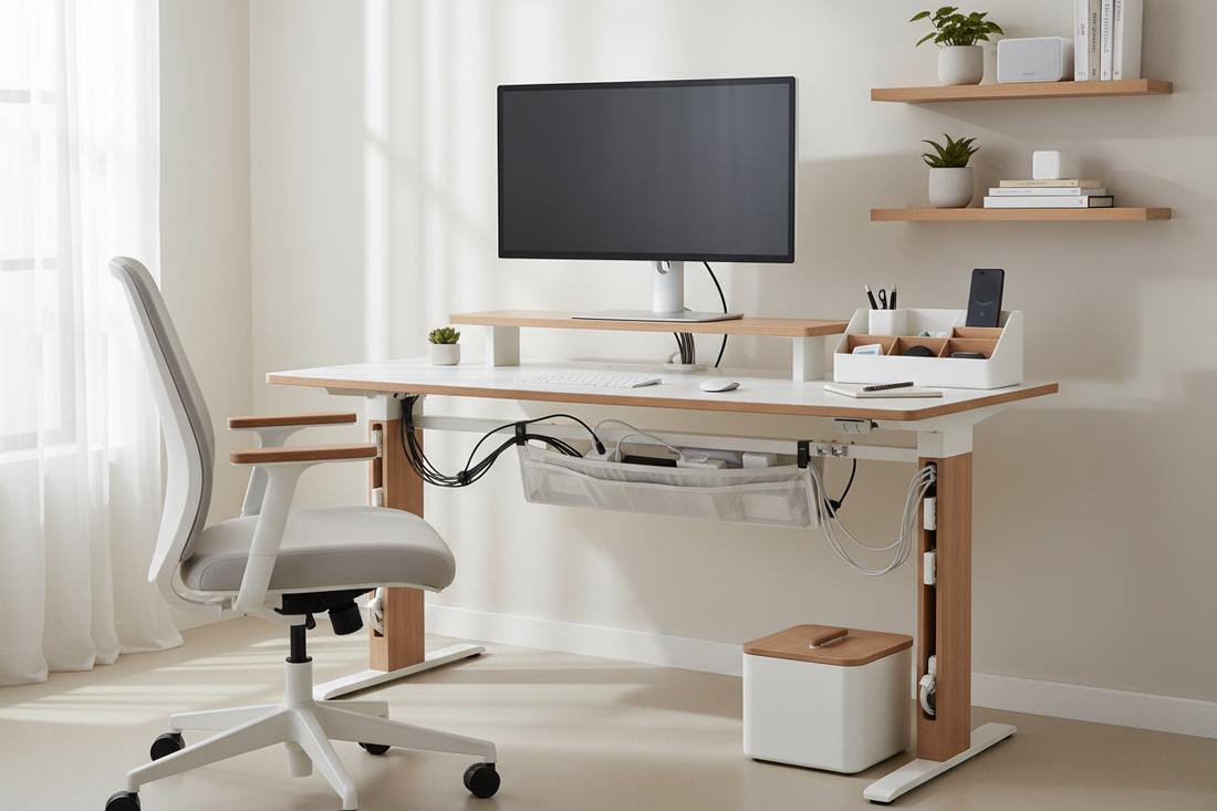 Clean Power Workflow Systems Using Cord Management, Furniture Accessories, and Home Office Furniture