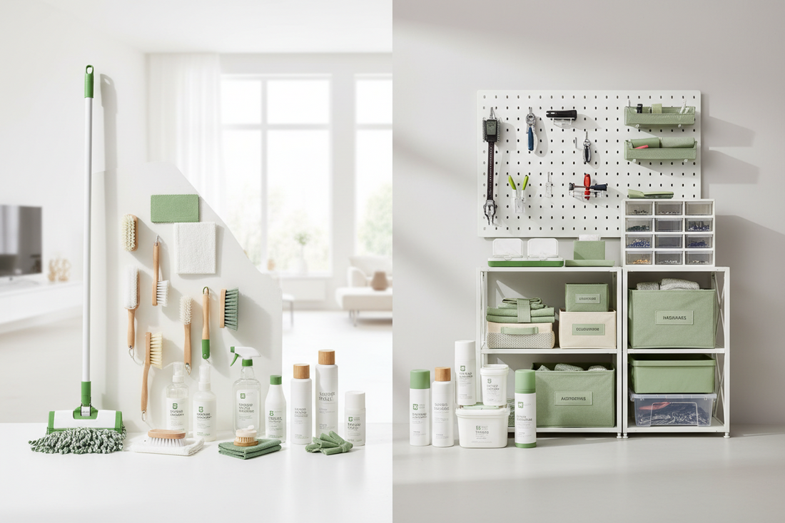 Complete Interior Maintenance System Using Cleaning Tools, Interior Care, and Garage Storage Solutions
