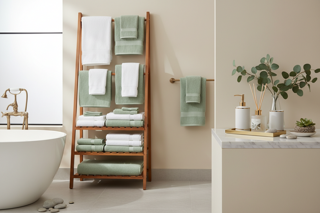 Create a Spa-Like Bathroom with Bath Linen Sets, Bathroom Accessories, and Air Fresheners