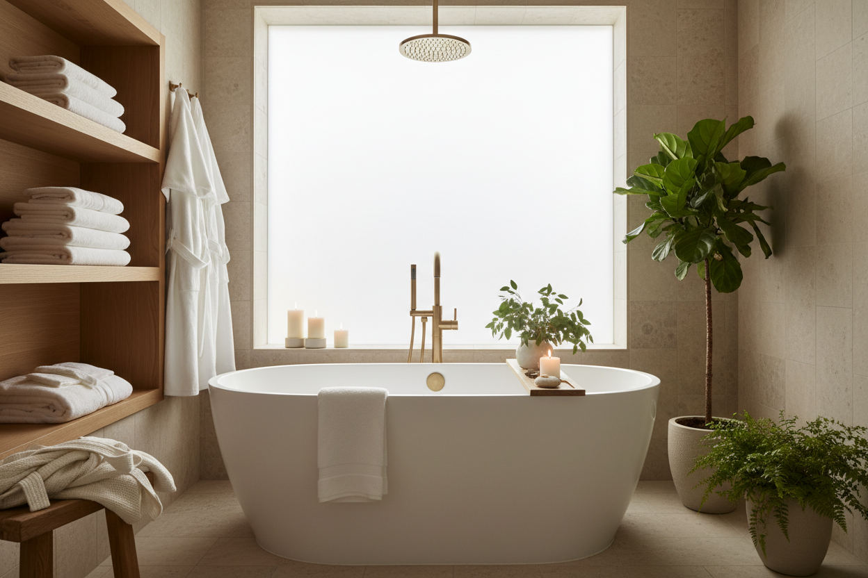 Create a Spa-Worthy Bathroom with Beautiful Fixtures, Towels, and Bath Linen Sets