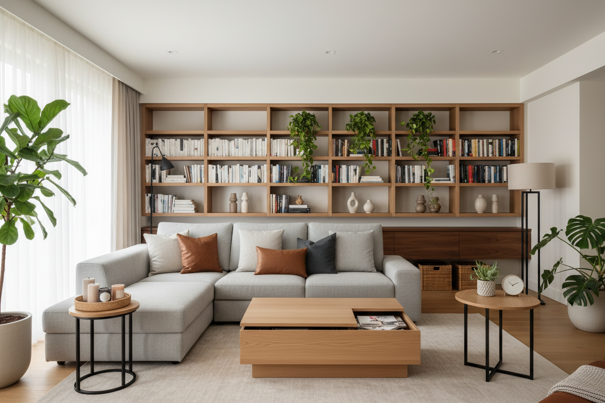 Efficient Living Room Systems Using Furniture, Furniture Accessories, and Storage & Organization