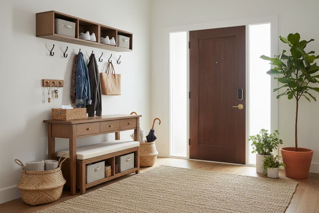 Entryway Efficiency System Design Using Entryway Furniture, Storage & Organization, and Door Hardware & Locks
