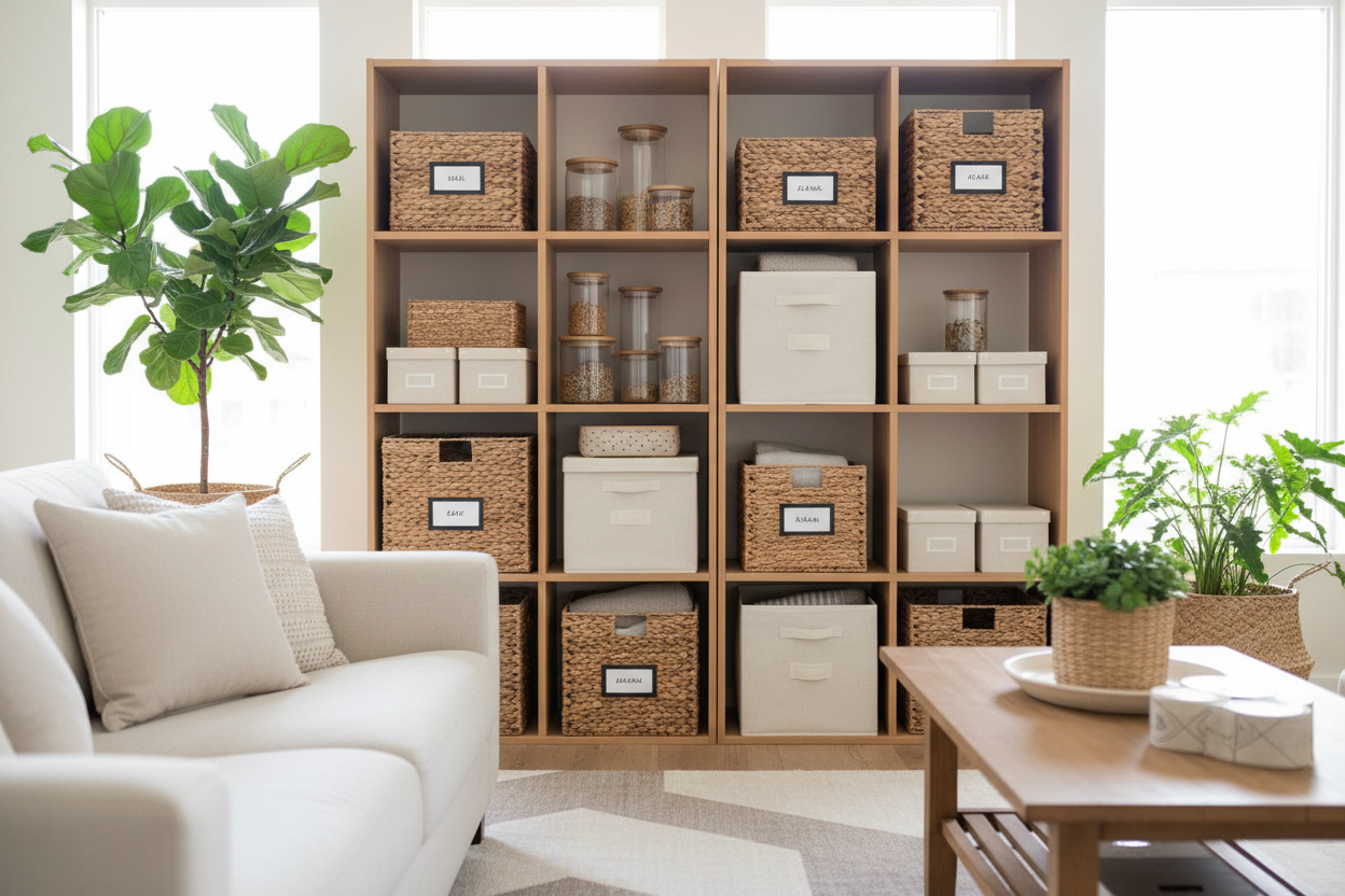 Flexible Home Storage Ecosystem Using Baskets, Storage & Organization, and Home Organization Systems