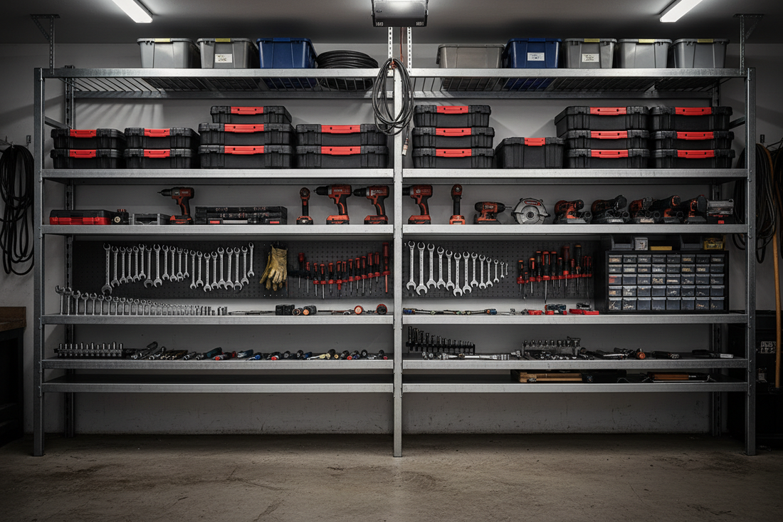 Heavy-Duty Utility System Design Using Racks, Garage Storage, and Tool Trays