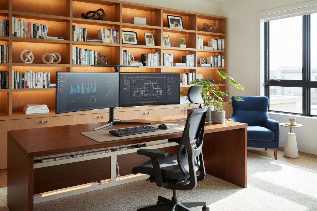 High-Performance Home Workspace Design Using Furniture, Home Office Furniture & Cord Management Systems
