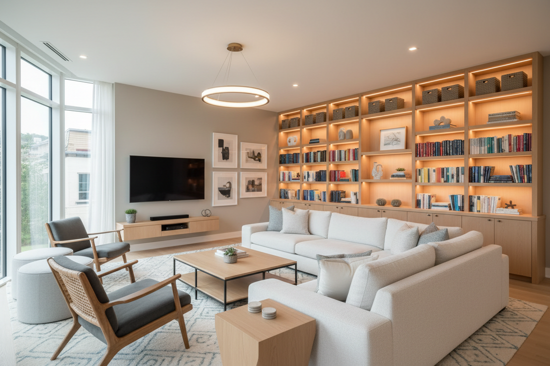 Living Room Efficiency Design Using Chairs & Sofas, Furniture, and Home Organization Systems