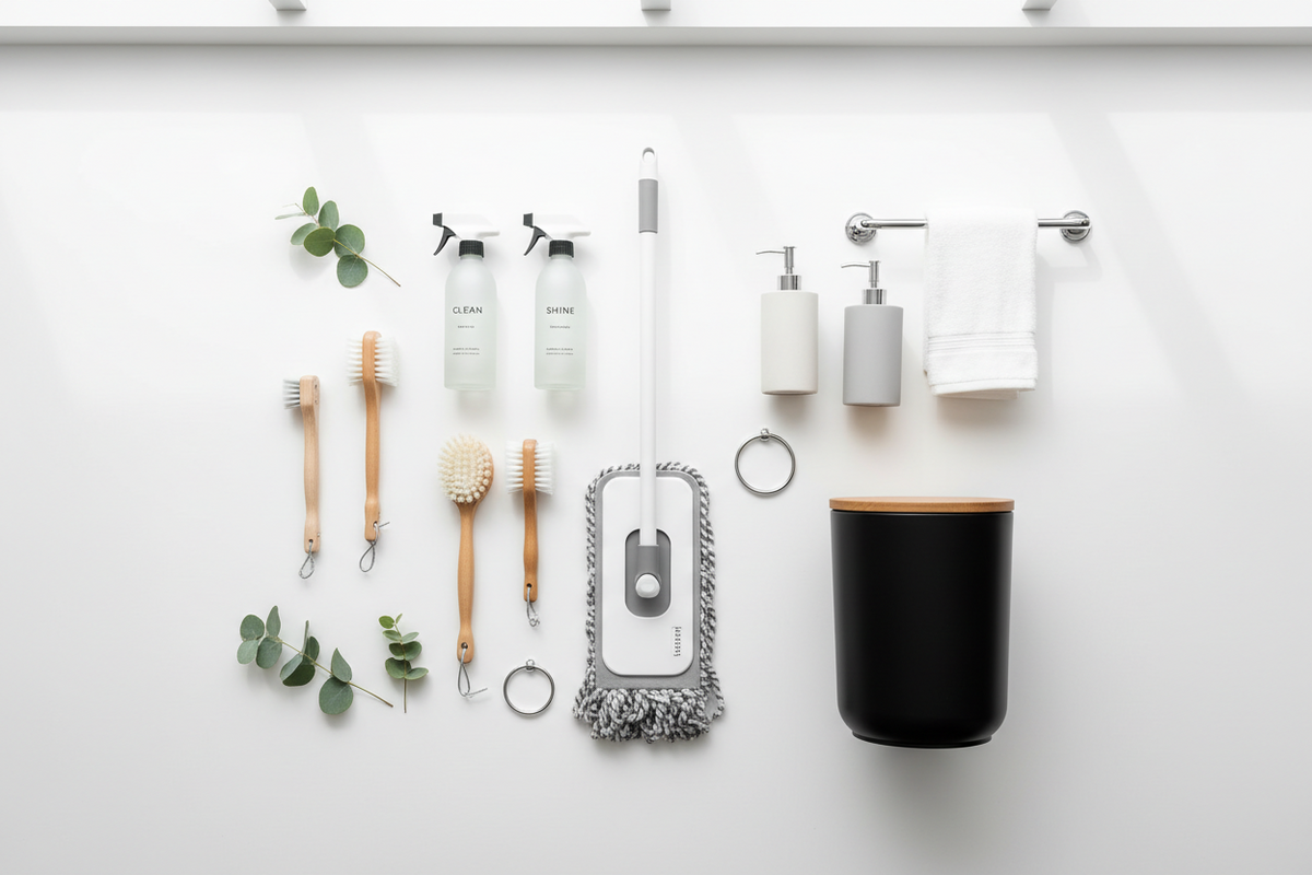 Maintain a Cleaner Home With Cleaning Tools, Bathroom Accessories, and Trash