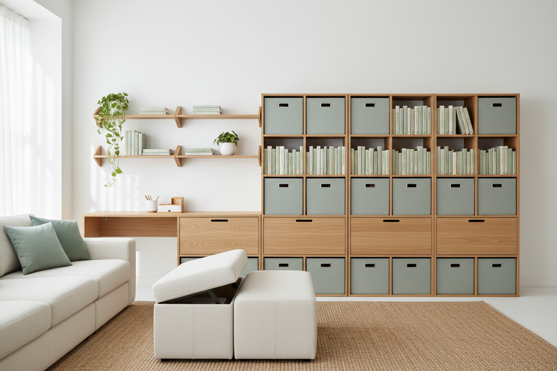 Modular Space Efficiency System Using Furniture, Racks, and Home Organization