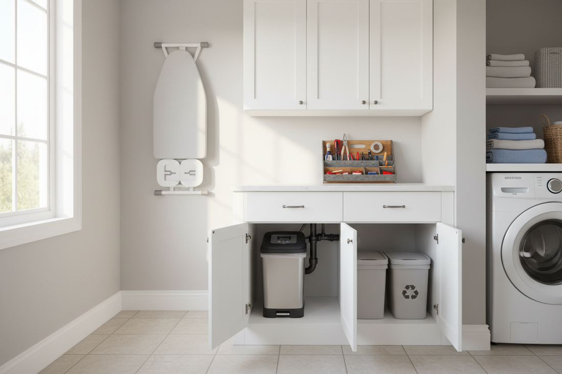 Practical Laundry and Utility Room Upgrades with Ironing Boards, Tool Trays, and Garbage Disposals & Parts