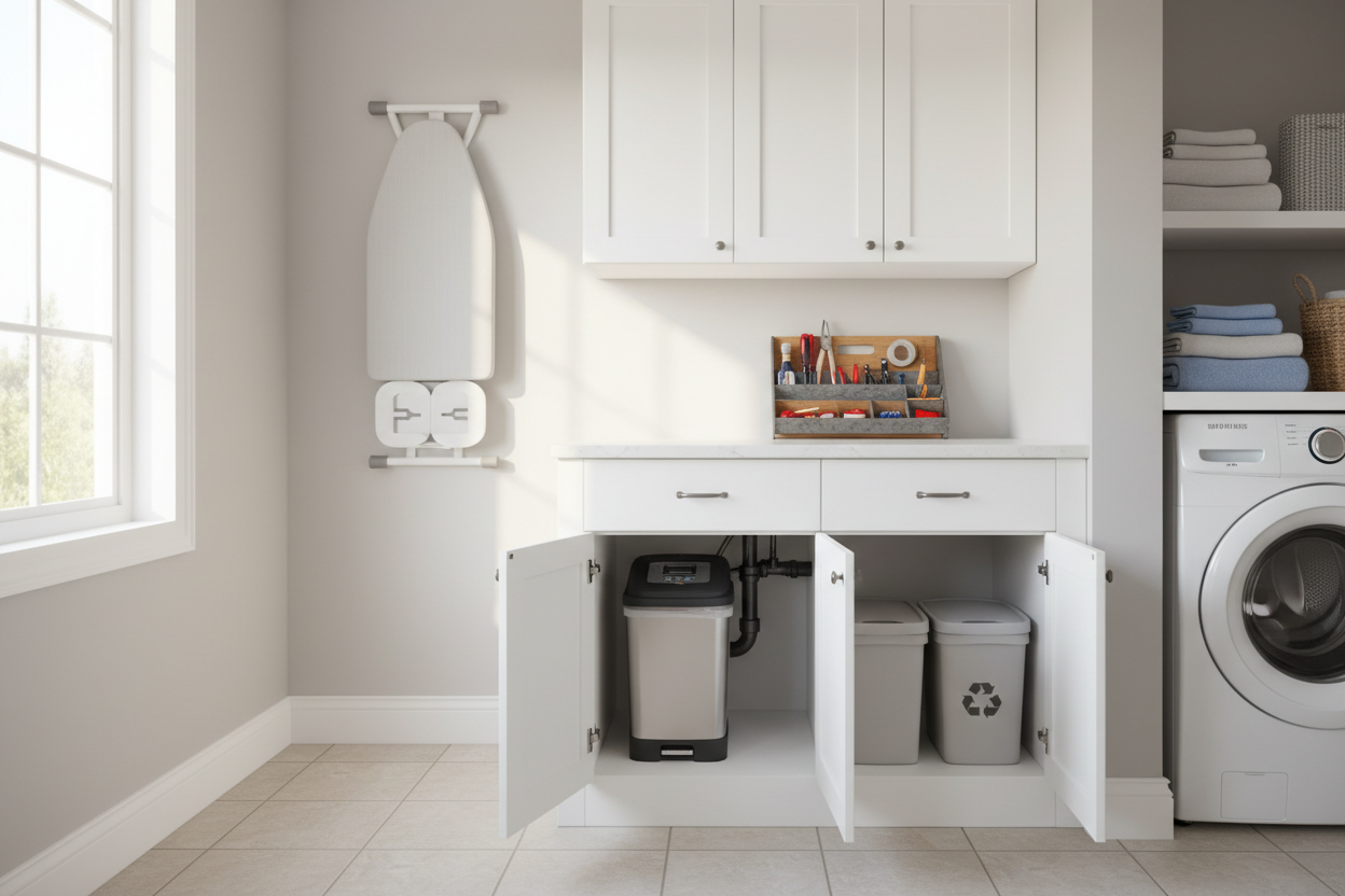 Practical Laundry and Utility Room Upgrades with Ironing Boards, Tool Trays, and Garbage Disposals & Parts