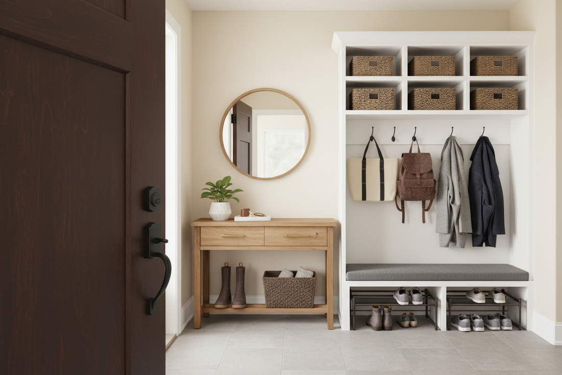 Secure Entry and Functional Flow System Using Door Hardware & Locks, Furniture, and Storage & Organization