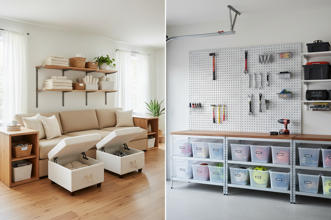 Space-Efficient Home Storage Systems Using Storage & Organization, Racks, and Garage Storage