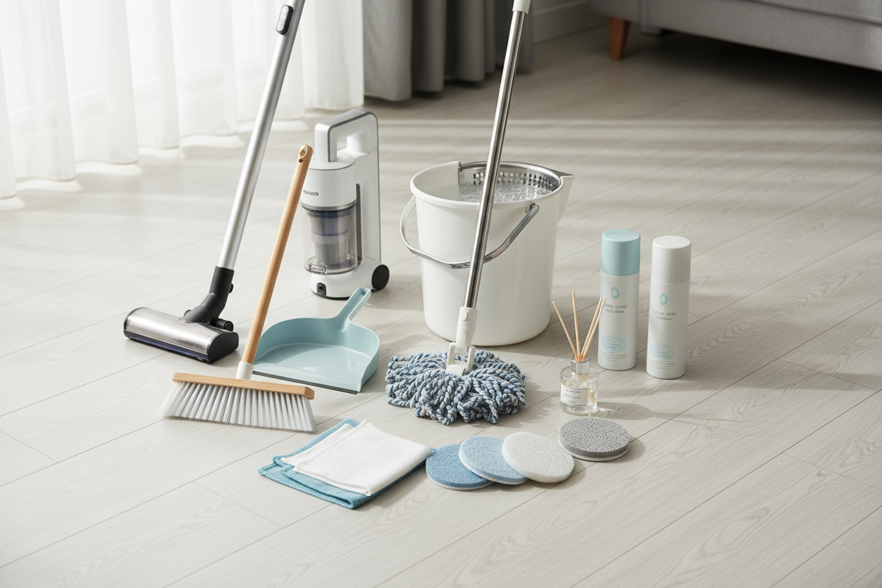 Structured Floor Care System Using Mopping Supplies, Sweepers & Accessories, and Air Fresheners