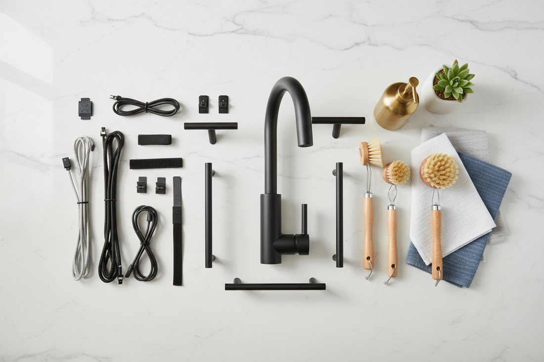 The Ultimate Kitchen Upgrade Guide Using Kitchen Fixtures, Cord Management, and Cleaning Tools