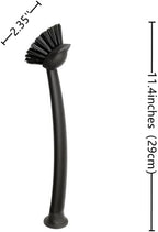 2 Pcs Scrub Brush with Handle 11'' Dish Scrubber Brush Kitchen Sink Brush Black - Image 2