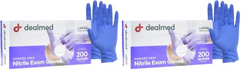 Dealmed Medical Exam Gloves – 200 Count Large Nitrile Gloves, Disposable by Dealmed