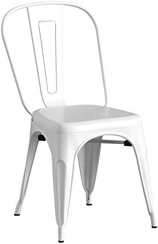 FDW | Set of 4 Metal Dining Chairs | Cream | Stackable Tolix Side Chairs with Backrest | Scratch-Resistant | Non-Slip Feet | Indoor/Outdoor Use | 330 lbs Capacity | Ideal for Kitchen & Restaurant - Image 5