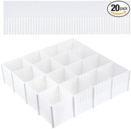 20PCS DIY Plastic Grid Drawer Dividers, Large Adjustable Drawer Storage by GesangF