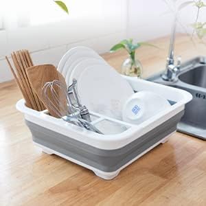 Foldable Dish Drying Rack with Drain Plug and Swivel Spout - Image 6