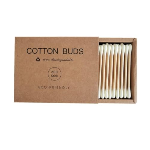 Premium Cotton Swabs Natural Cotton Buds Biodegradable Organic Double Tips by FANPOIBeauty