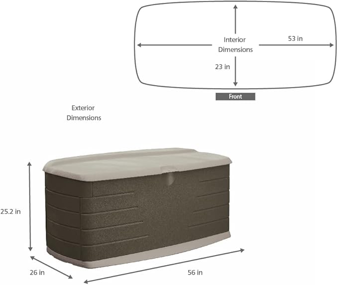 Rubbermaid Large Resin Outdoor Storage Deck Box with Seat (90 Gal), Weather Resistant, Brown, Deck Organization for Home/Backyard/Pool Chemicals/Toys/Garden Tools/Porch/Patio Cushions - Image 2