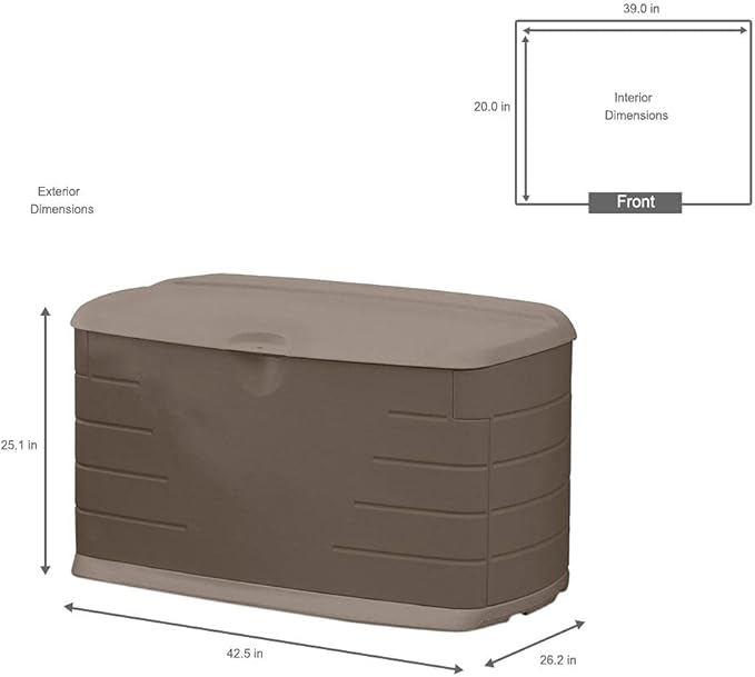 Rubbermaid Medium Resin Outdoor Storage Deck Box (73 Gal), Weather Resistant, Brown, Deck Organization for Home/Backyard/Pool Chemicals/Toys/Garden Tools/Porch/Patio Cushions - Image 3