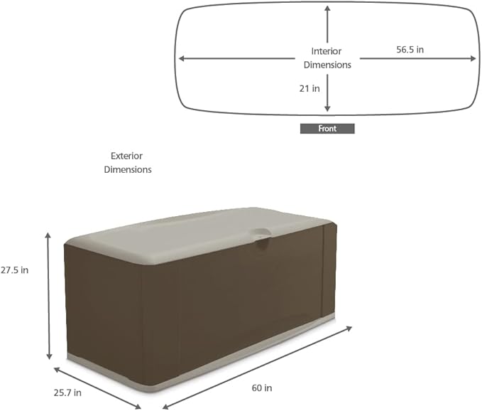 Rubbermaid Extra Large Resin Outdoor Storage Deck Box with Seat (120 Gal), Weather Resistant, Brown, Deck Organization for Home/Backyard/Pool Chemicals/Toys/Garden Tools/Porch/Patio Cushions - Image 2