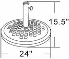 UBP24241-BR 24-Inch Cast Stone Umbrella Base, Made from Rust Free Composite Materials, Bronze Powder Coated Finish - Image 2