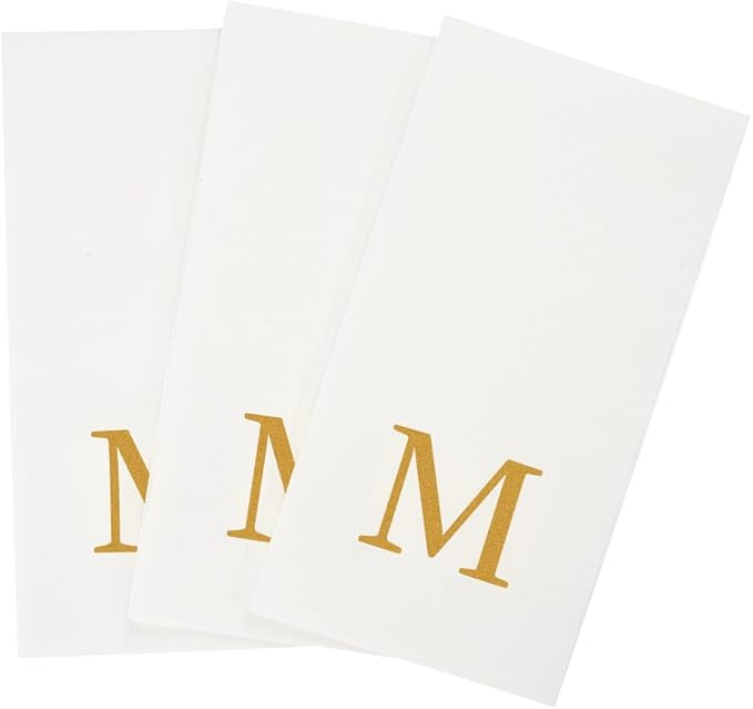 Restaurantware Napkins Pack of 300 Gold Letter M Linen-Feel Paper Disposable - Image 11