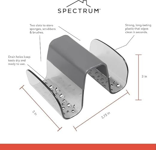 Spectrum Sink Saddle for Kitchen Sink Gray Slate Tint Sponge and Brush Holder - Image 3