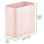 mDesign Metal Wastepaper Bin — Compact Rectangular Bathroom Bin — Rubbish Basket - Image 3