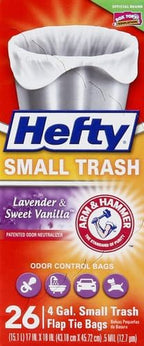 Hefty Small Garbage Bags, Flap Tie, Lavender & Sweet Vanilla Scent, 4 Gallon - Image 2