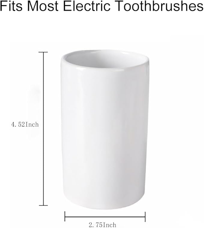 White Toothbrush and Toothpaste Holder, Ceramic Electric Toothbrush Holders - Image 4