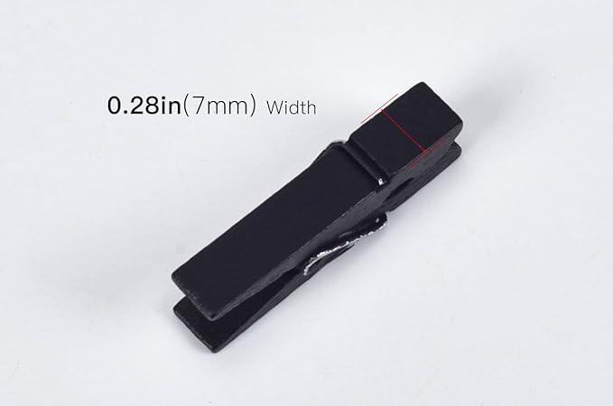 iKammo Black Wood Clothespins Mini Colored Natural Wooden Clips Photo Clips - Image 3