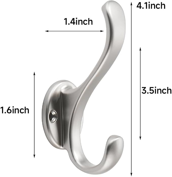 khtumeware Satin Nickel Coat Hooks 8 Pack Hardware Towel Hooks - Image 2