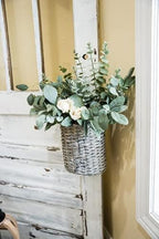 AuldHome Design Wall Hanging Baskets; Woven Wicker Rustic Farmhouse Gray Washed - Image 2