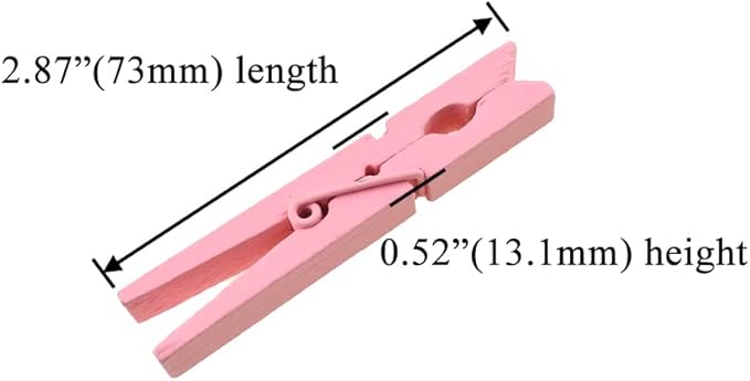HAHIYO Pink Wooden Clothes Pins Clothespins Small Aviod Fall Apart 2.87 Inches - Image 2