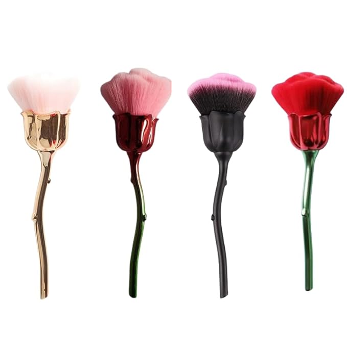 4 Pcs Nail Art Dust Powder Remover Cleaner Brush，Rose Nail Art Powder Dust by Unknown