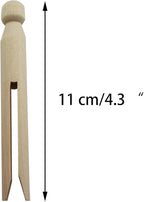 TAODAN 16PCS 11CM/4.3Inch Round Old Traditional Wooden Clothespin Wooden - Image 5