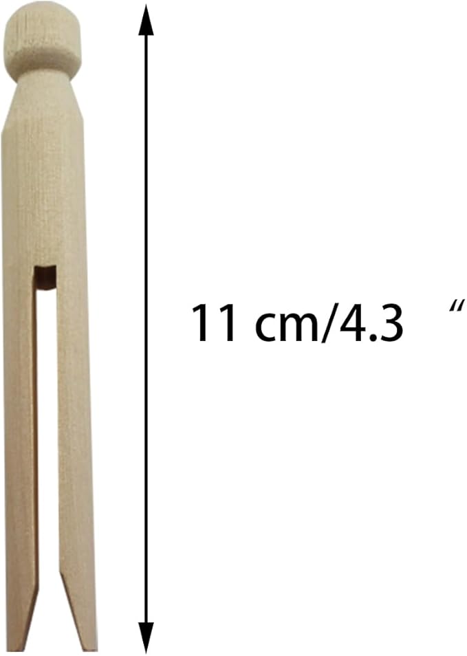TAODAN 16PCS 11CM/4.3Inch Round Old Traditional Wooden Clothespin Wooden - Image 5