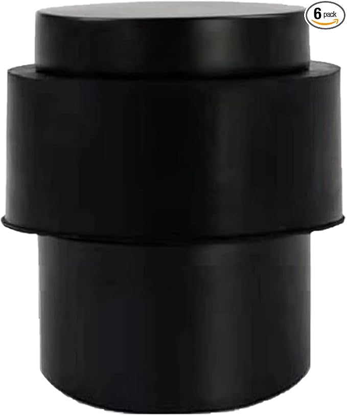 KHTUMEWARE 6 Pack 1-1/2 in Floor Door Stopper, Matte Black Door Stop, Wall by khtumeware