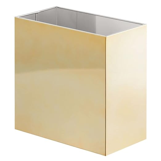 mDesign Small Steel Rectangular 2.4 Gallon/9.1 Liter Trash Can, Waste Basket by mDesign
