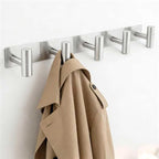 Silver Coat Hooks, Bags & Towels, Heavy-Duty Metal Rail by Unknown