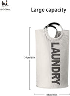 WOOHA 125L Large laundrybasket, Collapsible laundry hamper, Tall Clothes - Image 2