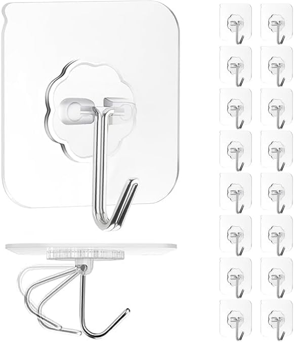 Adhesive Wall Hook, Set Heavy-Duty Thickened self-Adhesive Hook，16Pcs，33lb max by Unknown