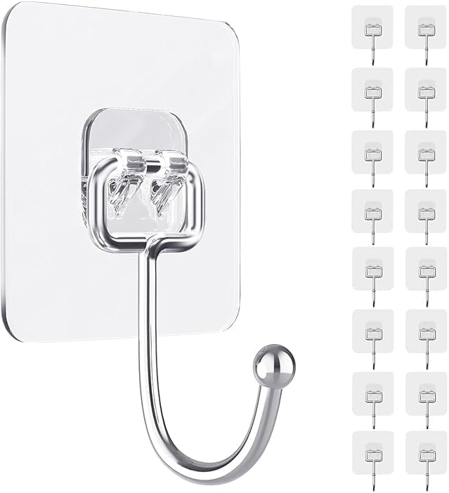 Adhesive Wall Hook, Set Heavy-Duty Thickened self-Adhesive Hook，16Pcs，44lb max by Unknown