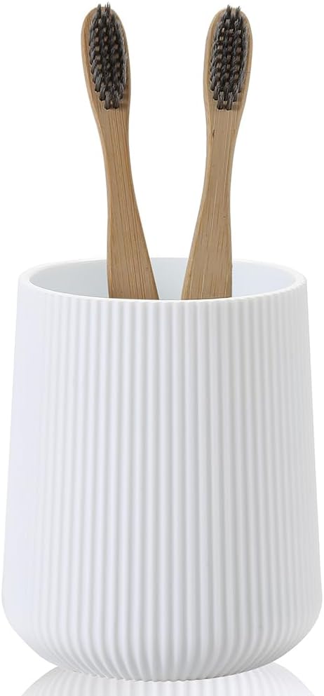 White Striped Toothbrush Holder by KellyHome