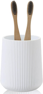 White Striped Toothbrush Holder by KellyHome