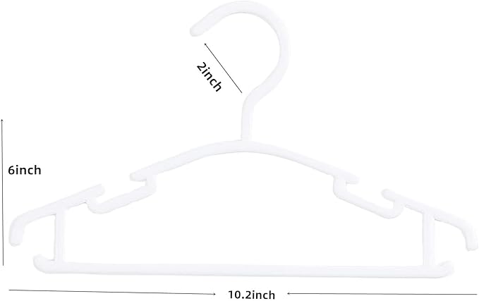 60 Pack White Baby Nursery Closet Hangers, Non-Slip Laundry Infant Pant Hanger - Image 2