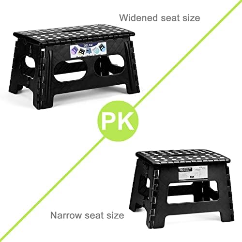 Delxo Folding Step Stool for Kids and Adults,15-Inch Extra Wide 9 Inch Height Heavy Duty Stepping Stool More Safe and Comfortable Non Slip Foldable Step Stool Black - Image 5